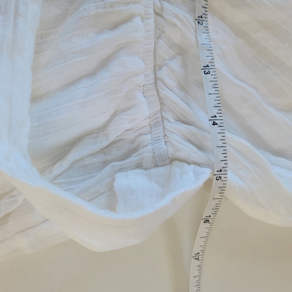 White 100% Textured Striped Cotton Sleeveless Romper Size L EUC - Picture 7 of 14